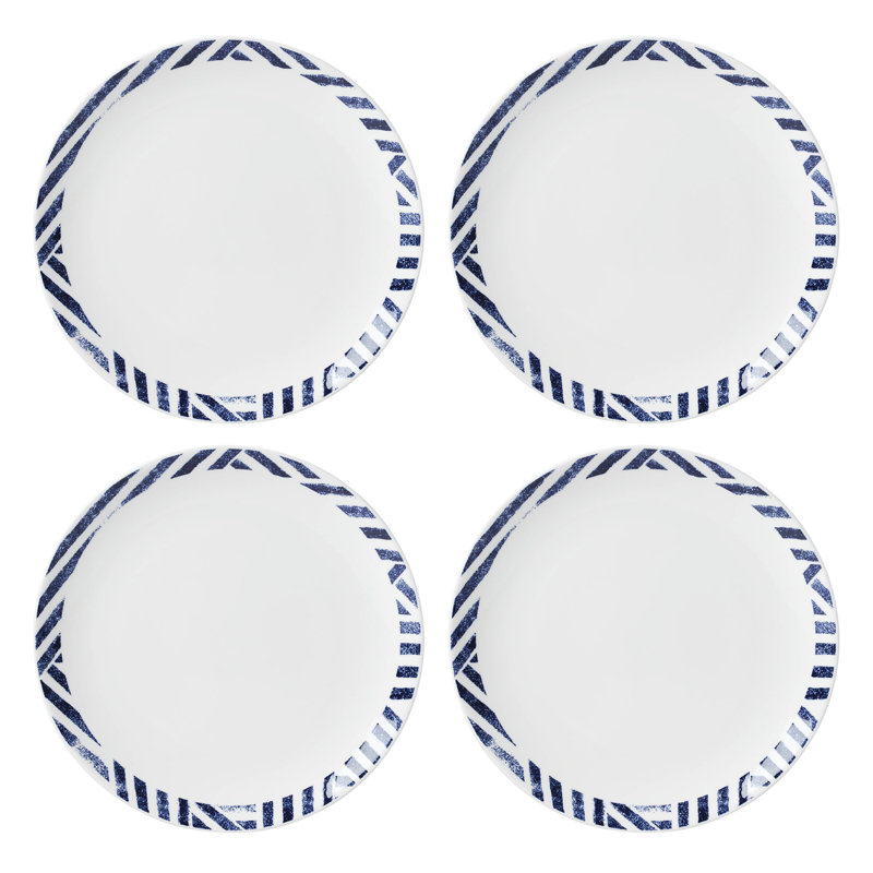 Navy and White Porcelain 12-Piece Geometric Dinnerware Set