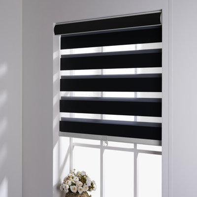  stores sans fil pour fenêtre, occultant, 70%, stores à enroulement, jour et nuit, double couche diaphane ou d'intimité, contrôle de la lumière, facile à installer pour la maison, noir, l 72 po x H 72 po