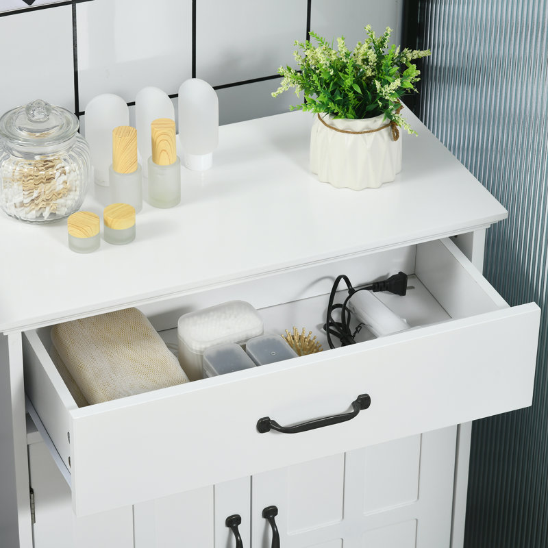 Modern Bathroom Cabinet, Bathroom Floor Cabinet with Doors, White