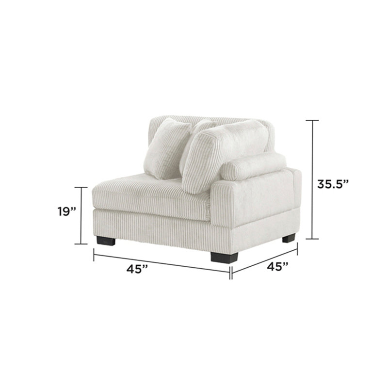 Canapé modulaire Bentley de style moderne en velours côtelé et bois, Crème, crème