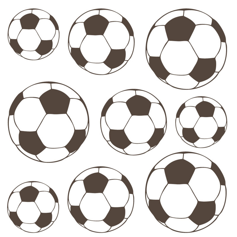 Adhésif décoratif ballons de soccer, Brun, H 20 po x l 20 po x P 0,01 po