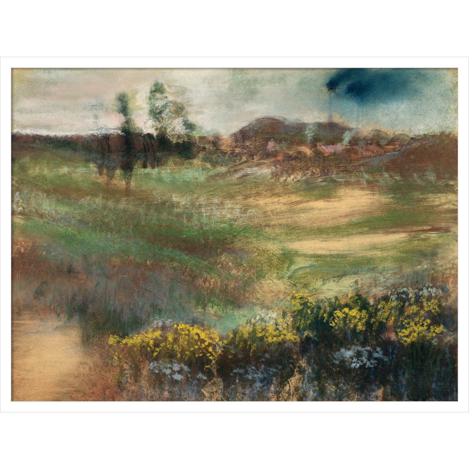 Edgar Degas's Landscape With Smokestacks Print, 25" H x 33" W, White Framed