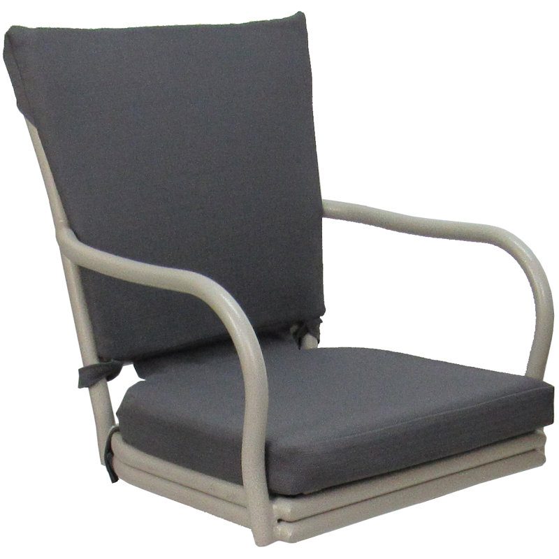 Tabouret de comptoir d'extérieur 26 po avec coussin Schear, Gris foncé, Beige