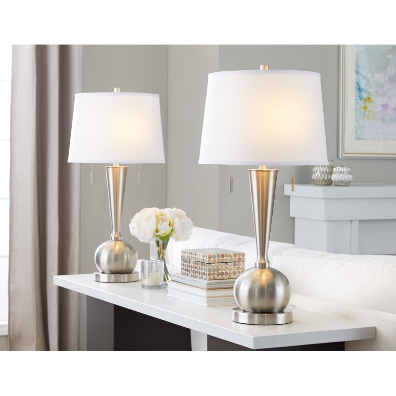 Metal USB Table Lamp, Brushed Nickel