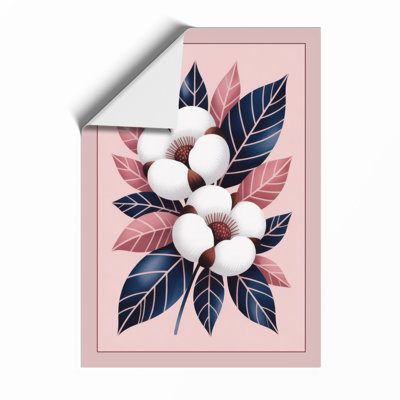 Cotton Wreath Botanical - Framed Print
