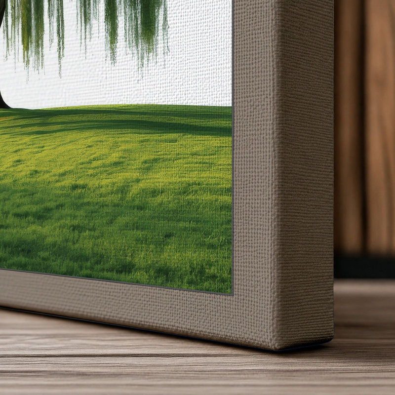 Weeping Willow Botanical - Wrapped Canvas, 24x16 - 61.0 x 40.6 cm, Taupe Border