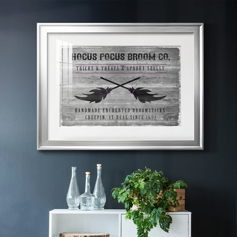 " Hocus Pocus Broom Co ", 19" H x 27" W x 1.5" D, Silver