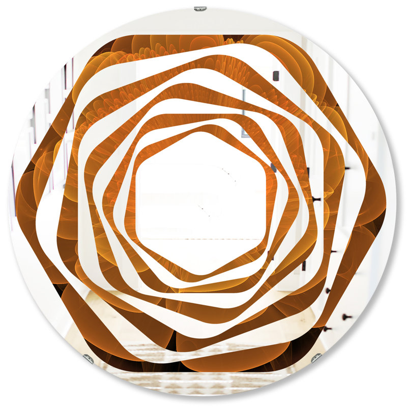 Miroir mural moderne sans cadre en forme de fleur whirl water lily digital art, 23,6 po x 23,6 po