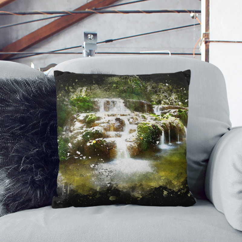 Forest Stream Vol.2 Square Throw Cushion, 55cm H x 55cm W x 20cm D, Stone