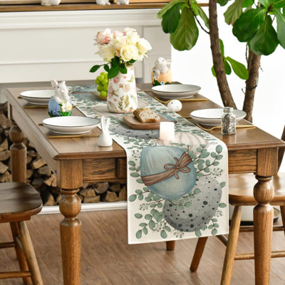 Eucalyptus Egg Easter Table Runner, Spring Kitchen Dining Table Decor For Indoor Outdoor Home Party Decor