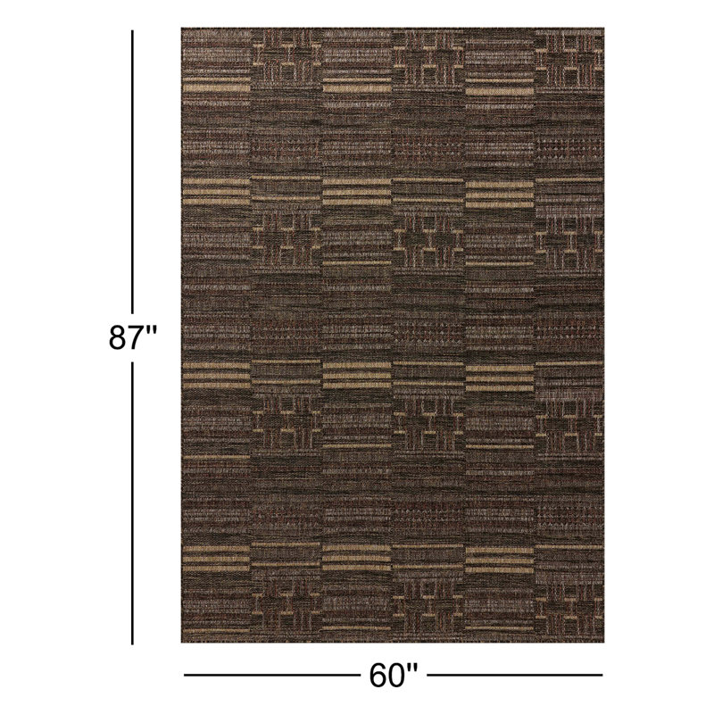 Gracie Oaks Altia Spice / Tobacco Indoor / Outdoor Area Rug, Rectangle 5' x 7'3"