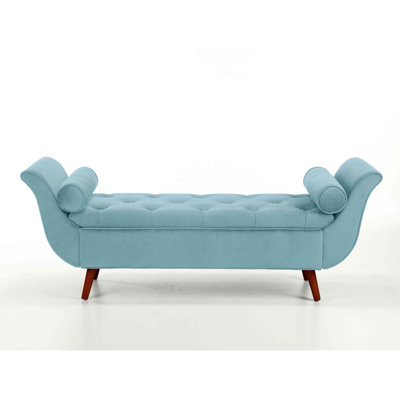 Vintage Tufted Bench, Velvet Upholstered Storage Ottoman With Classic Retro Design, Mid-Century Modern Footstool