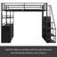 Lit mezzanine double en métal avec escalier de rangement et garde-robe, tablettes et casiers-1096823713