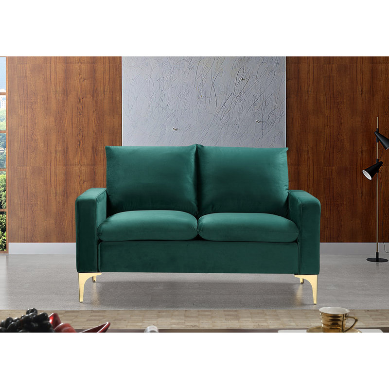 Cottleville 54.72'' Velvet Loveseat, Green, 33"H x 54" W x 31" D