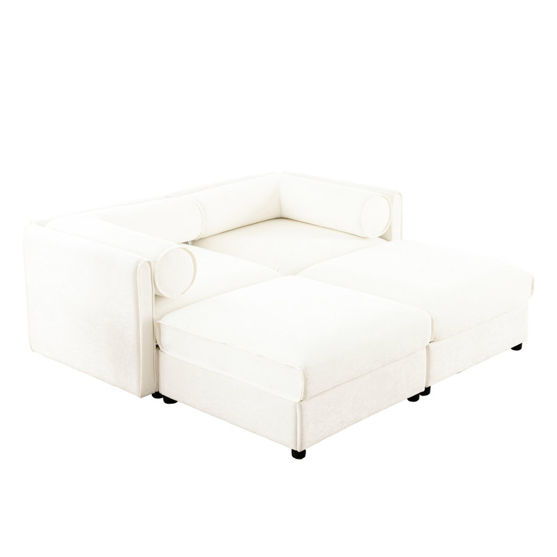 Moderne avec revêtement en chenille et compartiments de rangement cachés pour la fonctionnalité Éléments cylindriques élégants Une option de siège