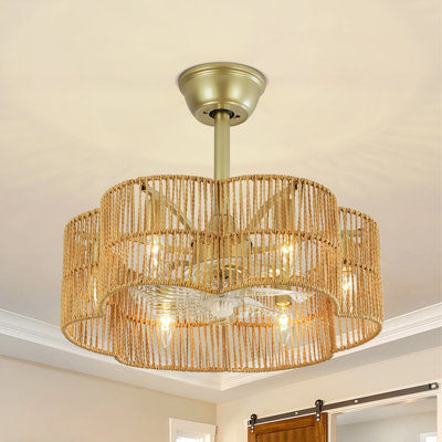 6 - Light 19.7'' Caged Ceiling Fan with Light Kit and Remote Control