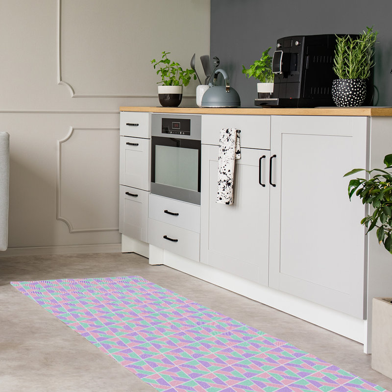 Tapis aquamarine/zone saumon foncé, Tapis de couloir 2 pi 6 po x 8 pi