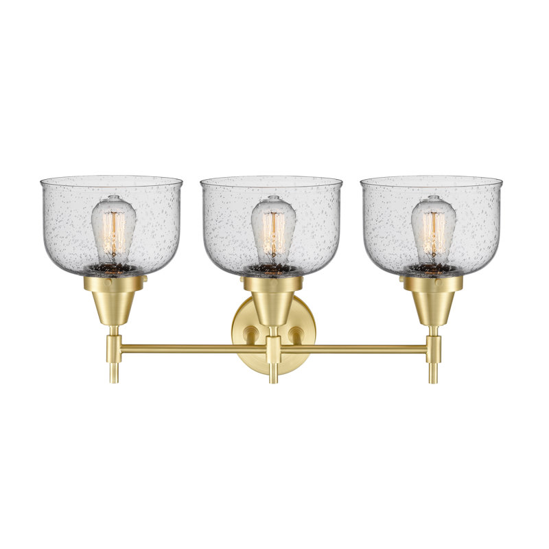 Éclairage pour meuble-lavabo à 3 lumières à intensité variable Gayle, Laiton satiné, Grainé