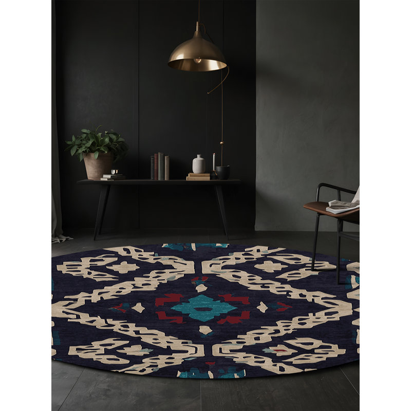 Machine Washable Purple Area Rug, Round 8'