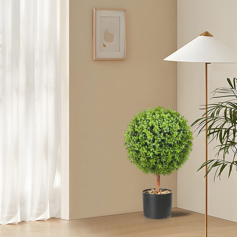 24" Artificial Boxwood Topiary in Pot, 22"H x 16"W