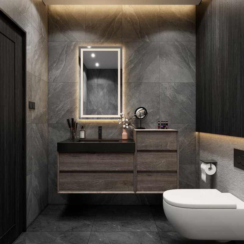 Ensemble de meuble-lavabo mural simple 49 po Golitz, Chêne