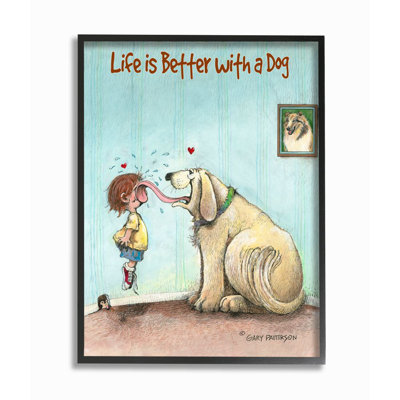 « life is meilleur avec un chien amusant amusant animal drawing » par gary patterson, impression