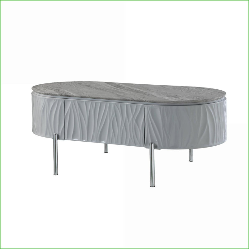Gris antique Table basse en bois sarcelle pour le salon - rangement polyvalent, capacité de table de 70 lb