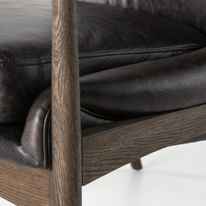 Braden Tufted Armchair, Black Genuine Leather