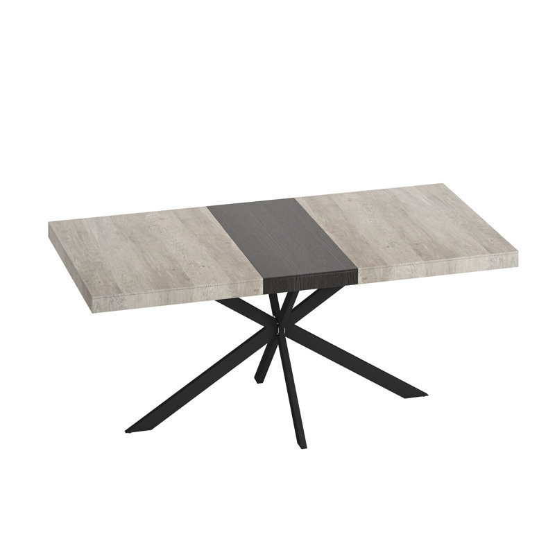 55.11'' - 70.86" Rectangular Stretch Dining Table, Gray/Black