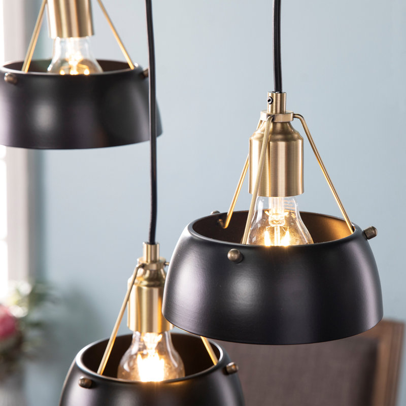 Luminaire suspendu grappe 3 lumières Renmarco, Noir