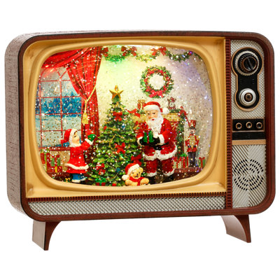 Père Noël scène de Noël avec DEL - 8 X 7 pouces