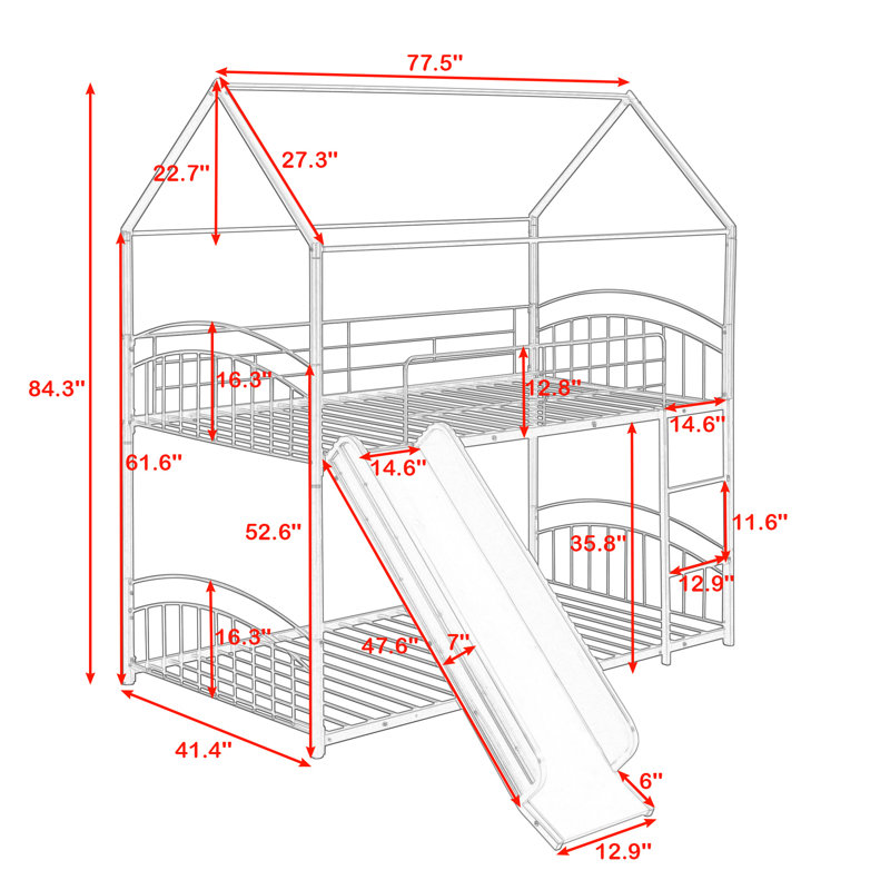 Barrelville Kids Twin Over Twin Bunk Bed, Black