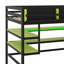 Lit mezzanine double en bois avec bureau intégré, support de rangement latéral, tablettes multiples et éclairage RVB-1300434352