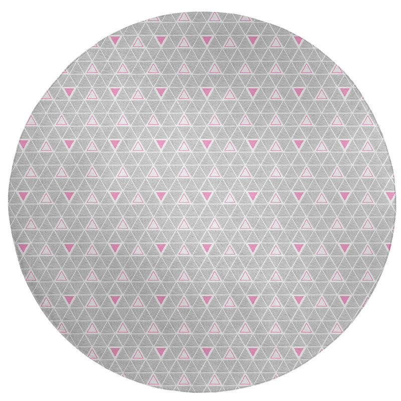 Chenille Geometric Indoor Rug, Round 5'