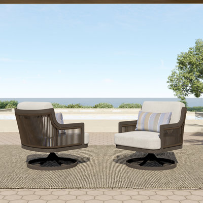 Ludovic Metal & Polyester Patio Chair With Accent Pillows, Brown