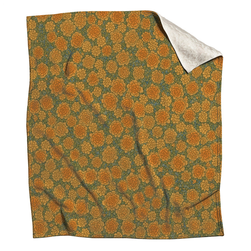 Couvertures de mosaïque florale orange, L 50 po x H 60 po