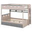 Lit superposé avec lumières DEL, lit superposé de style château en bois avec tiroirs de rangement et tablette-2047316911-2047316906