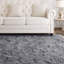 Abria Soft Fluffy Grey Indoor / Outdoor Living Room Area Rug-2081369377