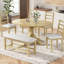 Ensemble de table de salle à manger à rallonge 60 pouces Farmhouse 6 pièces avec rallonge amovible 18 pouces, banc 44 pouces et 4 chaises à dossier échelle