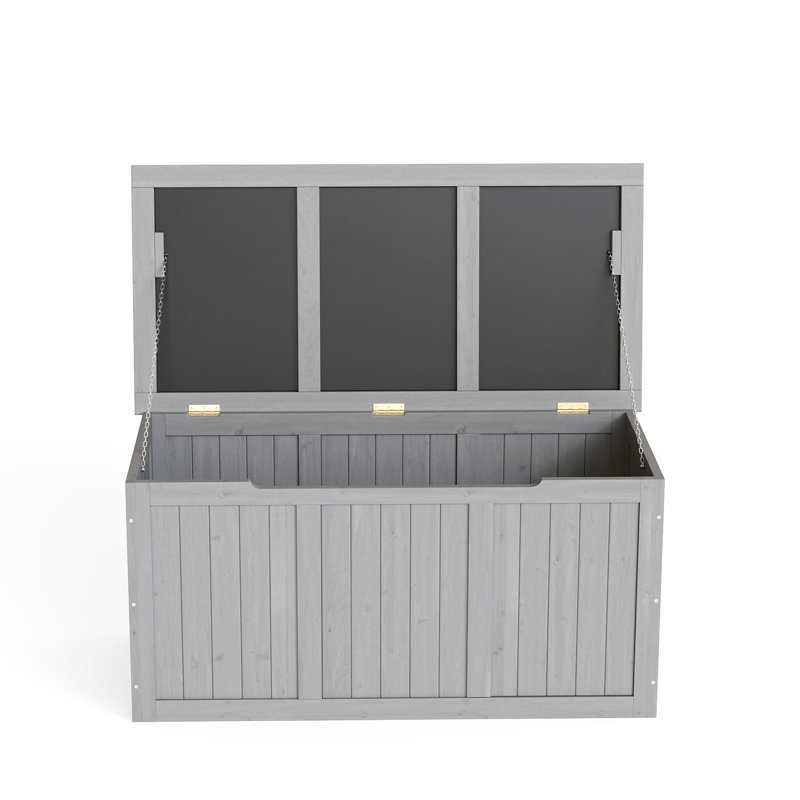 67 Gallon Solid Wood Outdoor Deck Box For Storing Patio Furniture Cushions, Pool Accessories, And Gardening Tools, Grey, Low - Maintenance Secure Usage Access