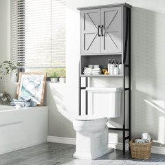 Clearance! Over-the-Toilet Storage Cabinet, Space-Saving Bathroom Cabinet,  with Adjustable Shelves and A Barn Door 27.16 x 9.06 x 67 inch
