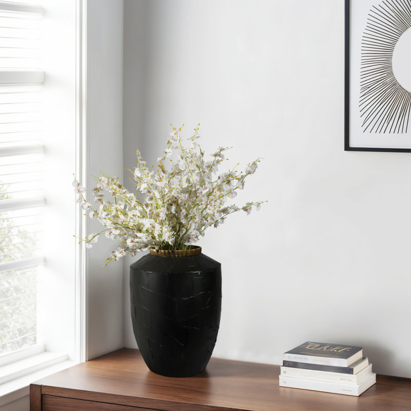Everly Quinn 19" Canvon Small Black Omix Vase