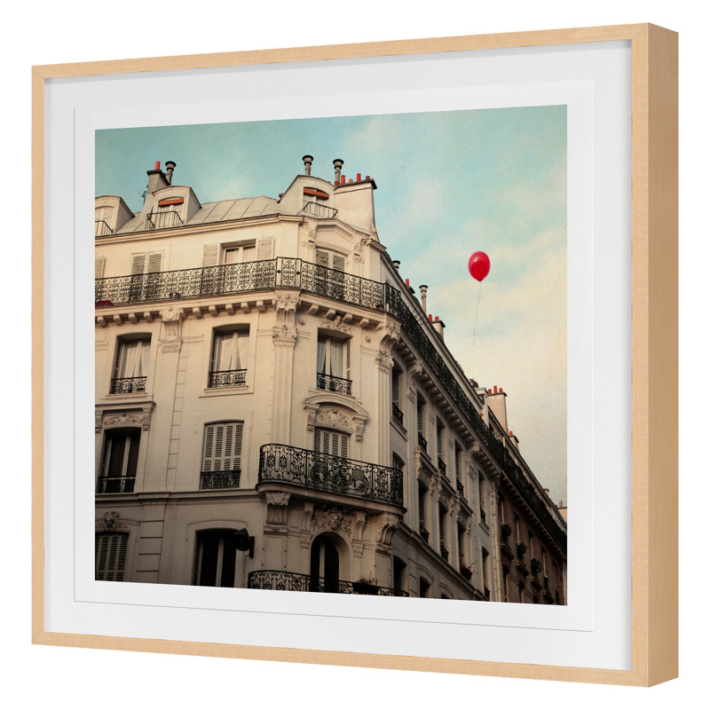 Balloon Rouge Print by Alicia Bock, 32" H x 32" W, Maple Framed