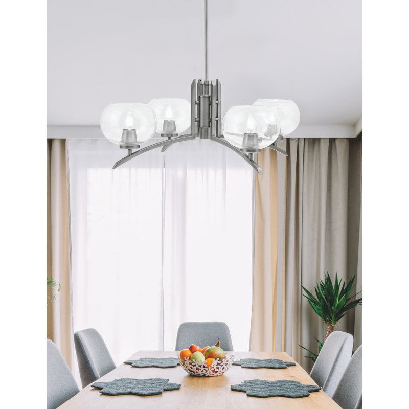 Lustre lumineux avec verre à bulles 7 po Kurve, Graphite, H 58,25 po x l 28,75 po x P 28,75 po, 4