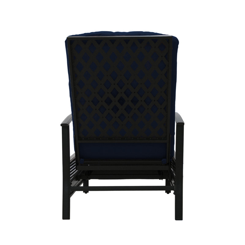 Aadhira Adjustable Outdoor Recliner with Cushions, Comfortable Patio Recliner Chair, Navy Blue