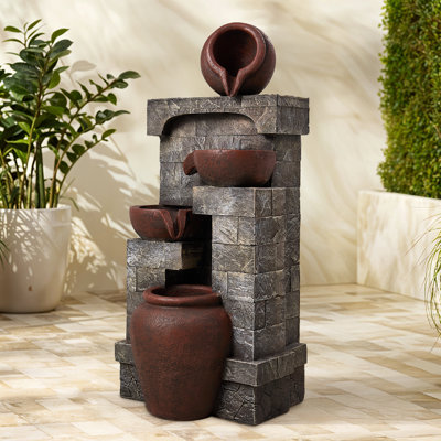 Outdoor Fountain with Lights