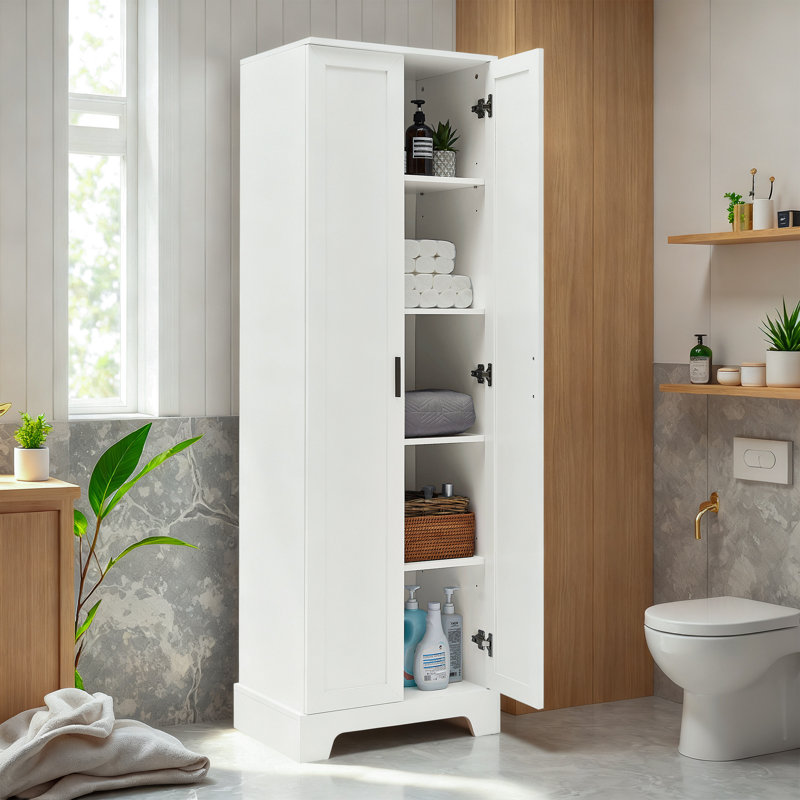 Armoire de rangement d'appoint avec tablette réglable, Blanc