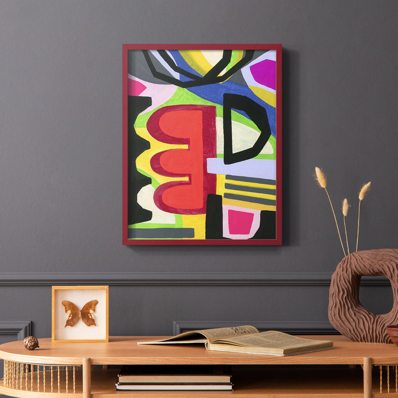 «Bold Shape Shift I», reproduction encadrée - bois massif, H 10 po x l 8 po, Rouge