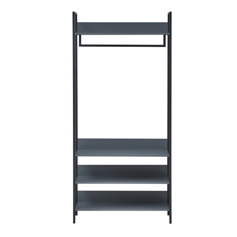Zaira Manufactured Wood Wardrobe, 180 cm H x 83.8 cm W x 40 cm D, Dark Grey