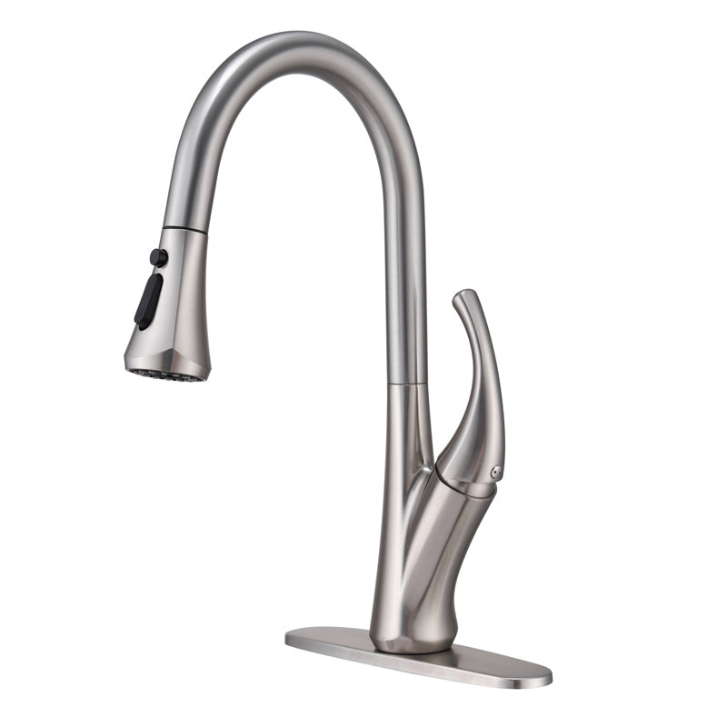Robinet de cuisine rétractable à poignée simple, Argent